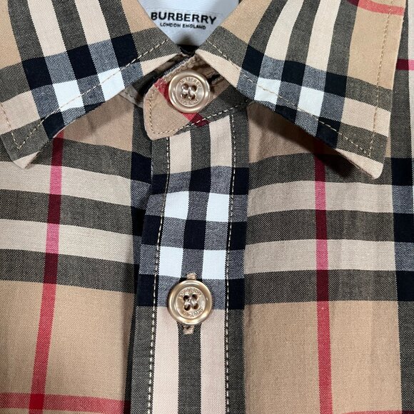 Burberry Nova Check Long Sleeve Button Down Shirt - Men's Size M - Tan - Picture 3 of 14